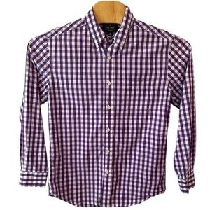Nat Nast Men’s Purple & White Gingham Long Sleeve Button Down Shirt Sz M